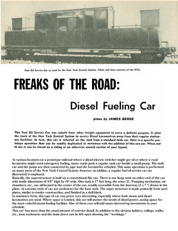 full size printed plan o gauge diesel fuelling car a 1951 plan