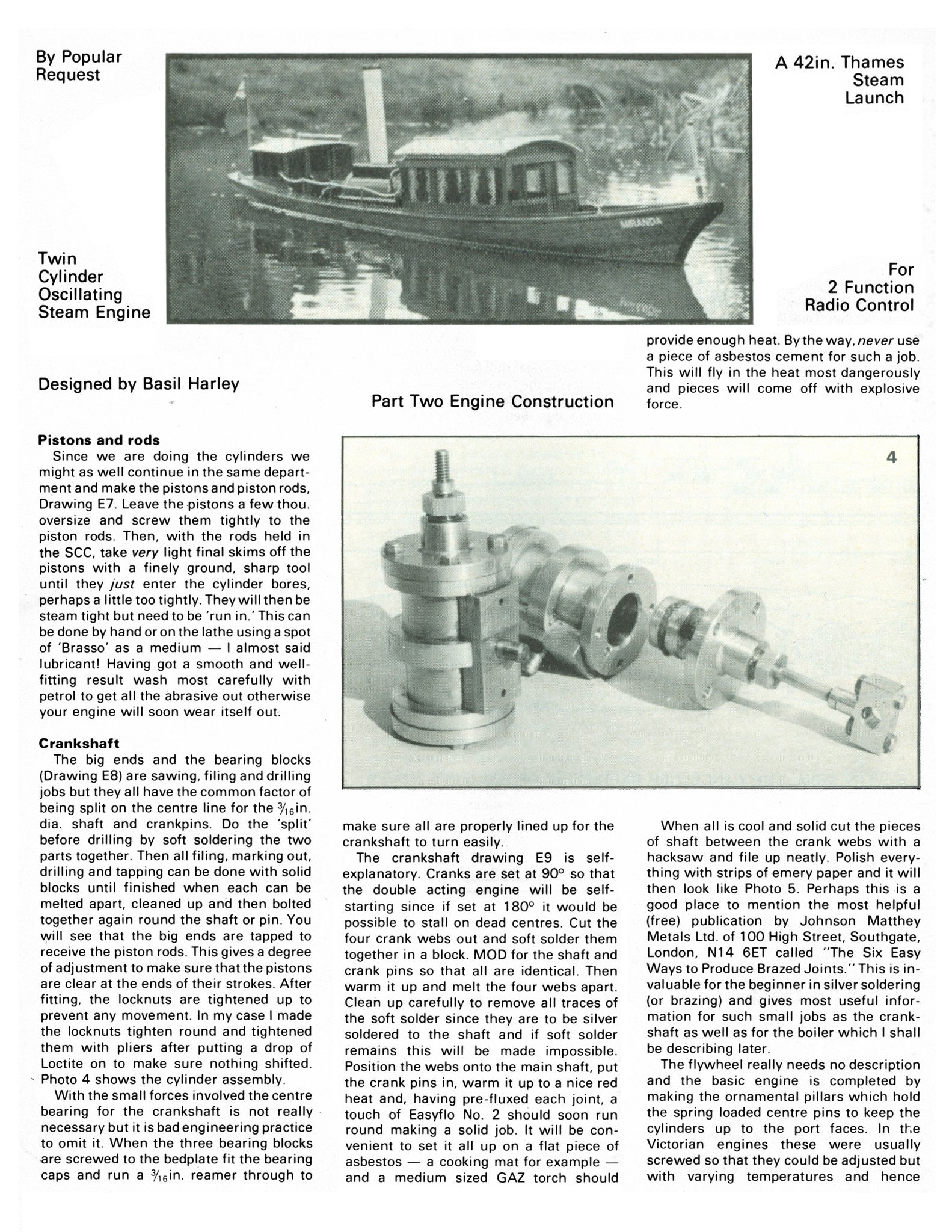 full size printed plan to build a thames steam launch 1:12 scale 42" for radio control
