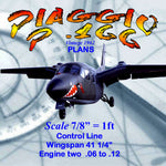 full size printed plans scale 7/8” = 1ft  control line piaggio p .166 kept as simple as possible