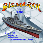 full size printed plans scale 1:192 tirpitz class bismarck suitable for multi channel radio control