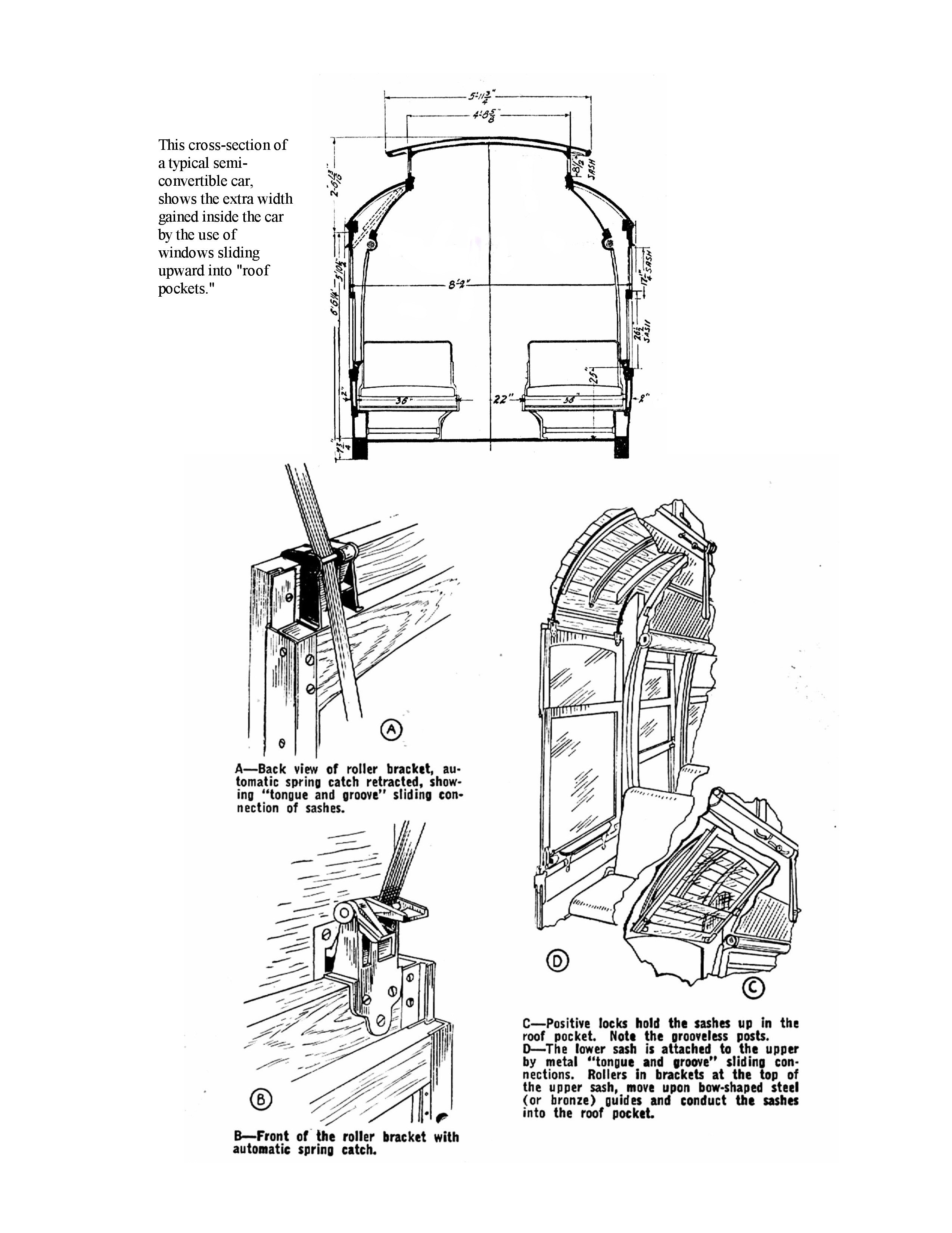 full size printed drawings semi-convertible trolleys  j.c.brill co.  a 1943 plan