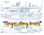 full size printed plan to build a thames steam launch 1:12 scale 42" for radio control