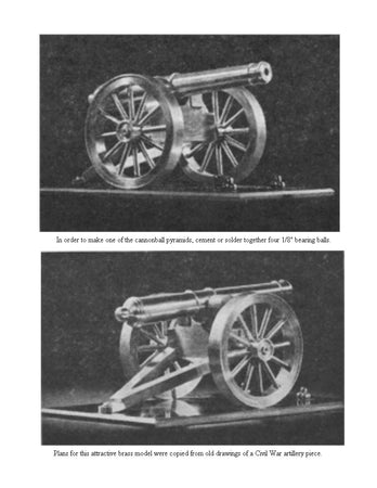 Full size printed plan and article CIVIL WAR CANNON Scale 1:12  Barrel length 4 “  To be modeled in Brass