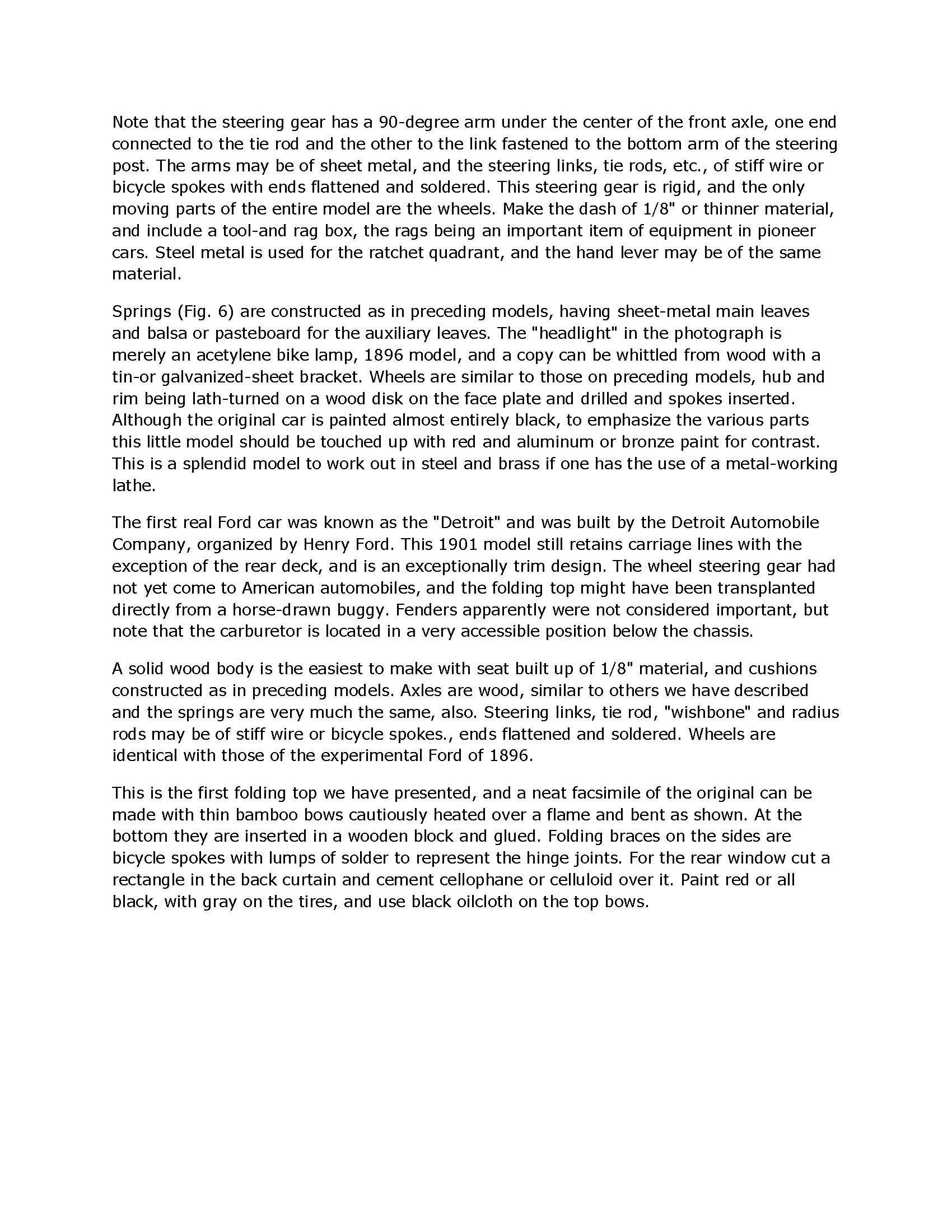 full size Printed Plans &amp; Article Ford  1896 model  1901 model  Scale 1:16 (3/4"=1ft)