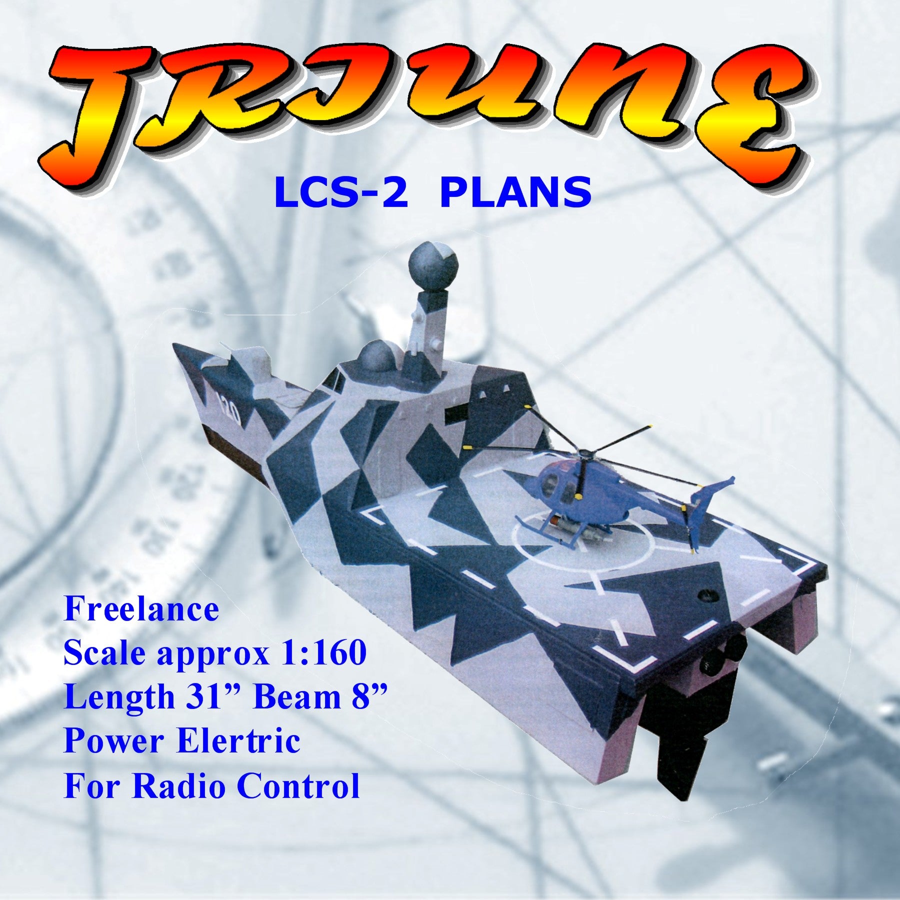 Full Size Printed Plan Freelance Littoral Combat Ship LCS-2 l 31" Suitable for Radio Control