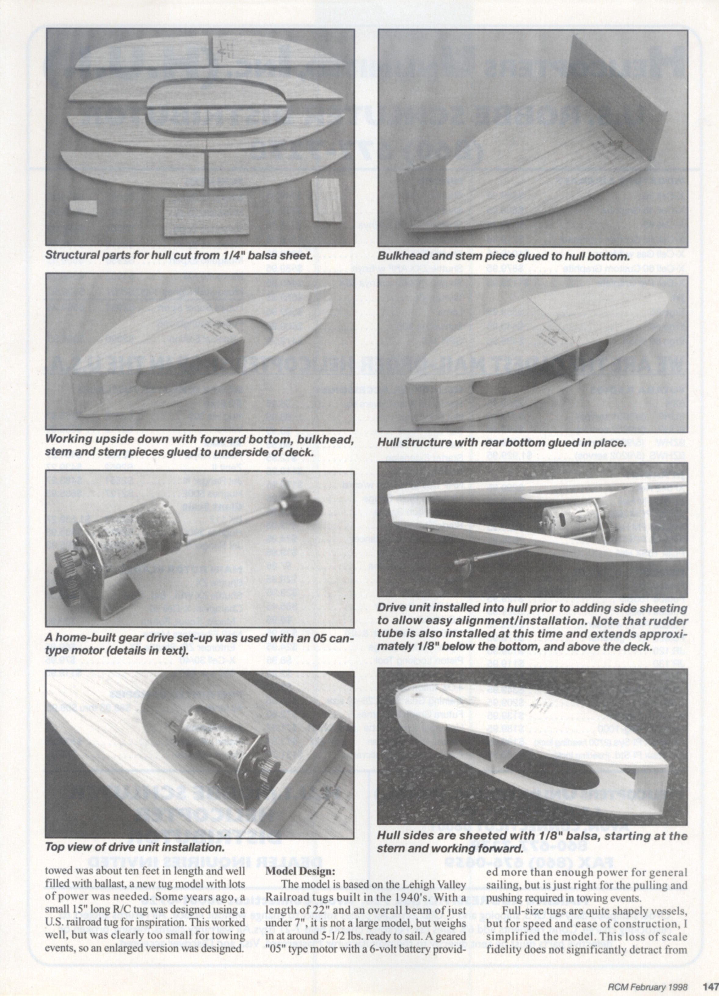 full size printed plan sports scale harbor tug length 22 " suitable for 2 channel radio control