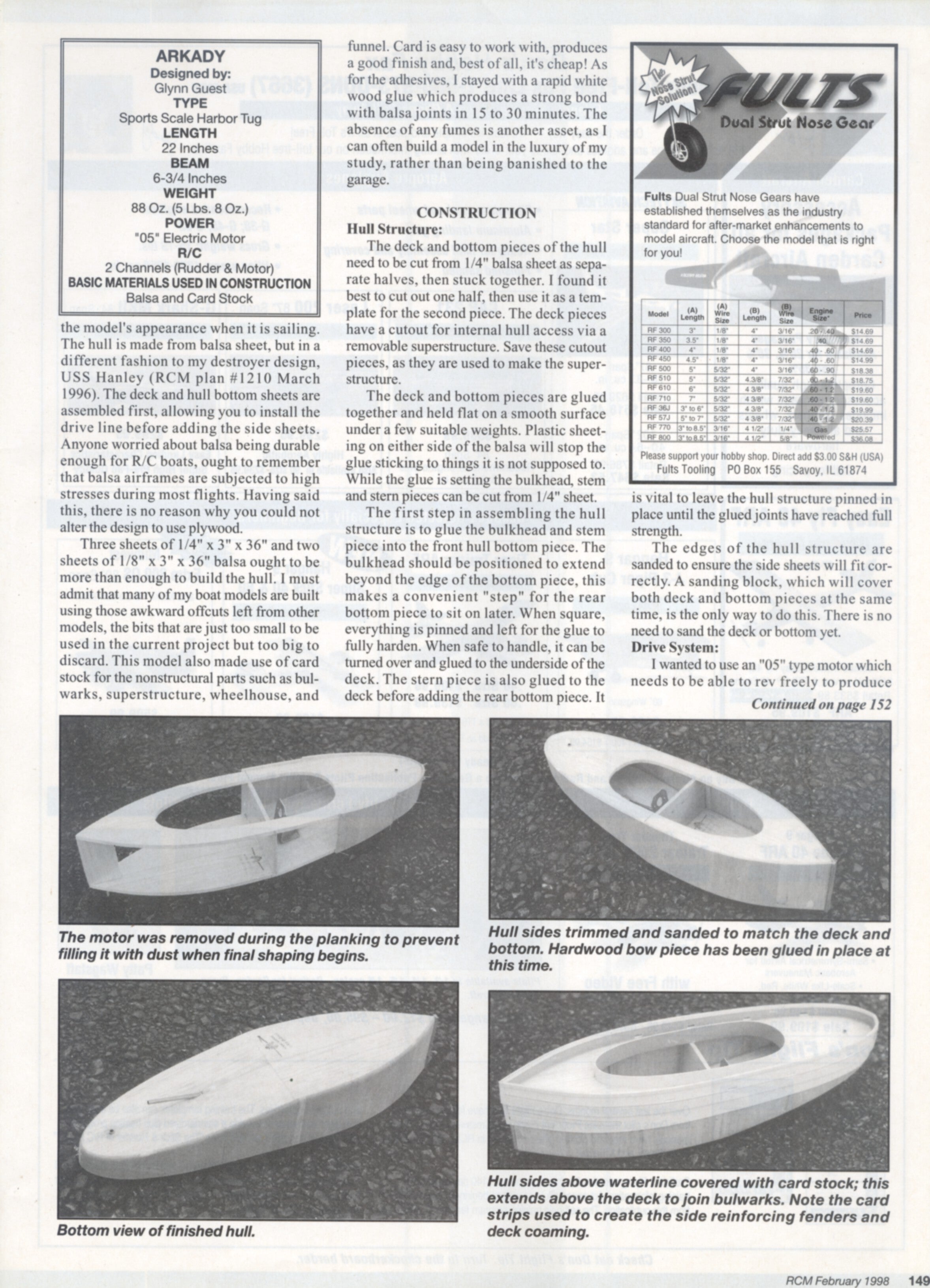 full size printed plan sports scale harbor tug length 22 " suitable for 2 channel radio control