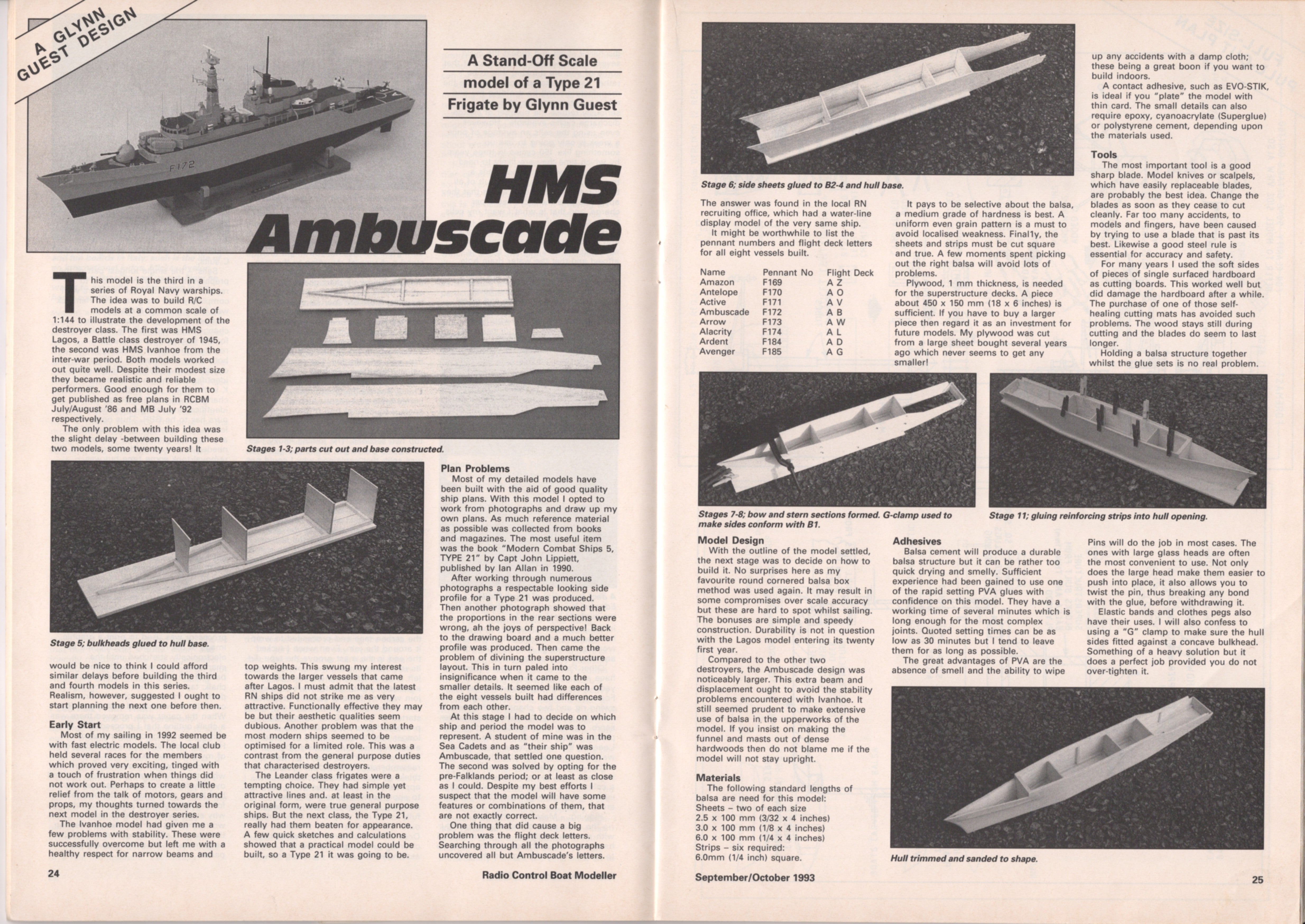 original full size printed plans standoff scale 1:144 hms ambuscade type 21 frigate for radio control