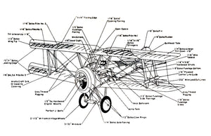 full size printed plans control line  standoff scale 1”= 1' sopwith camel wingspan 26 9/16”  engine .19