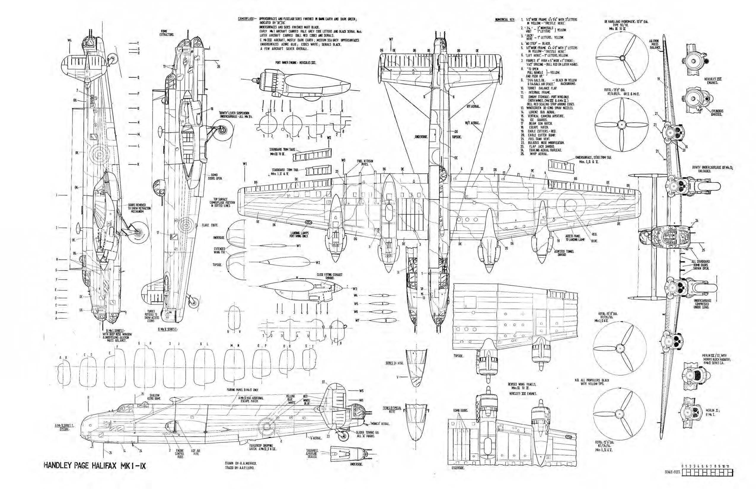 full size printed plans scale 1:24  control line handley page halifax no difficulty in building the model.