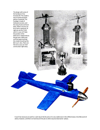 full size printed plans  1953 control line speed  73.40 1/2 a speed buggy wingspan 8”