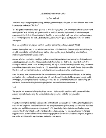 full size printed peanut scale plans armstrong-whitworth fk-8  interesting and relatively obscure wwi machine