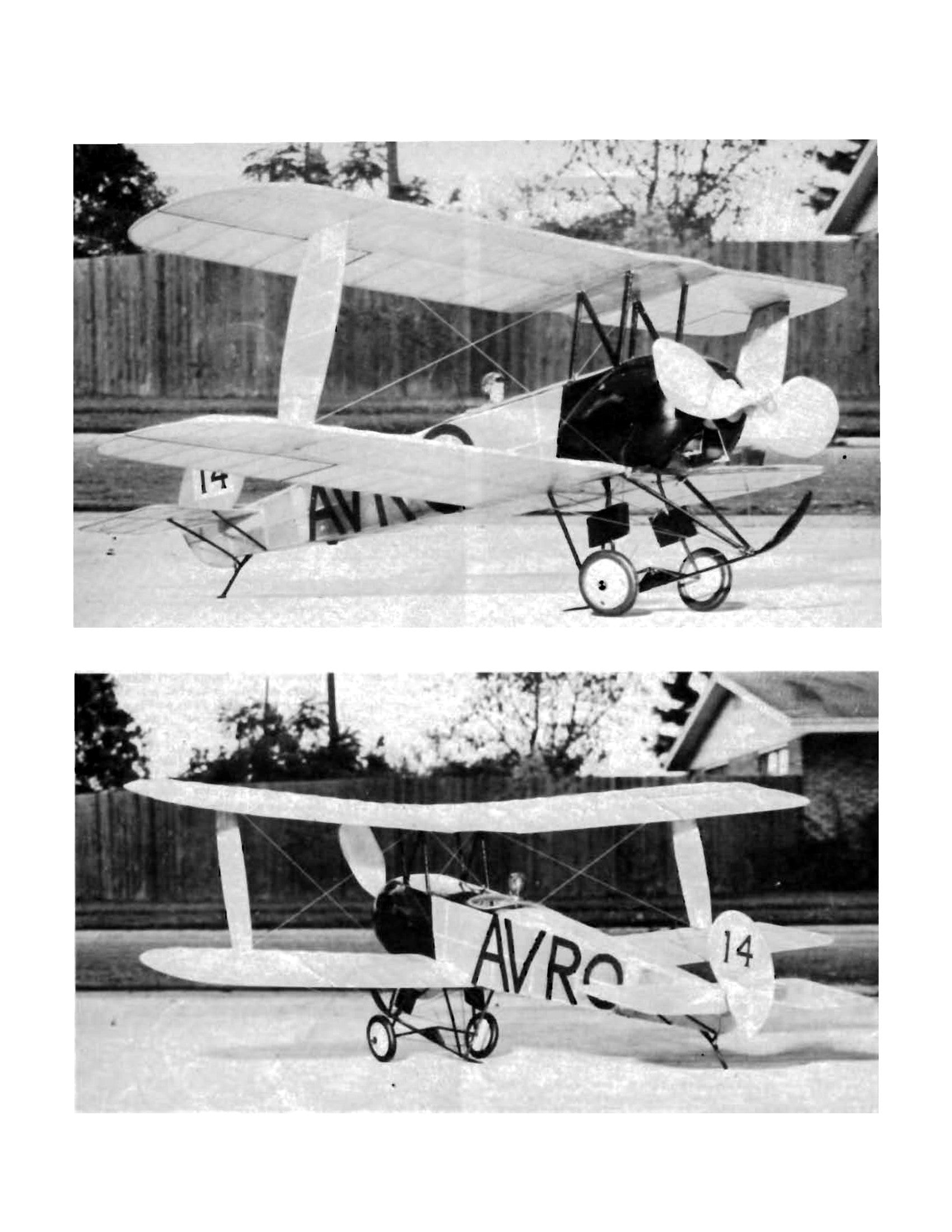full size printed plan and building notes avro 511 “arrowscout" scale .923” = 1ft  w/s 24”  power rubber