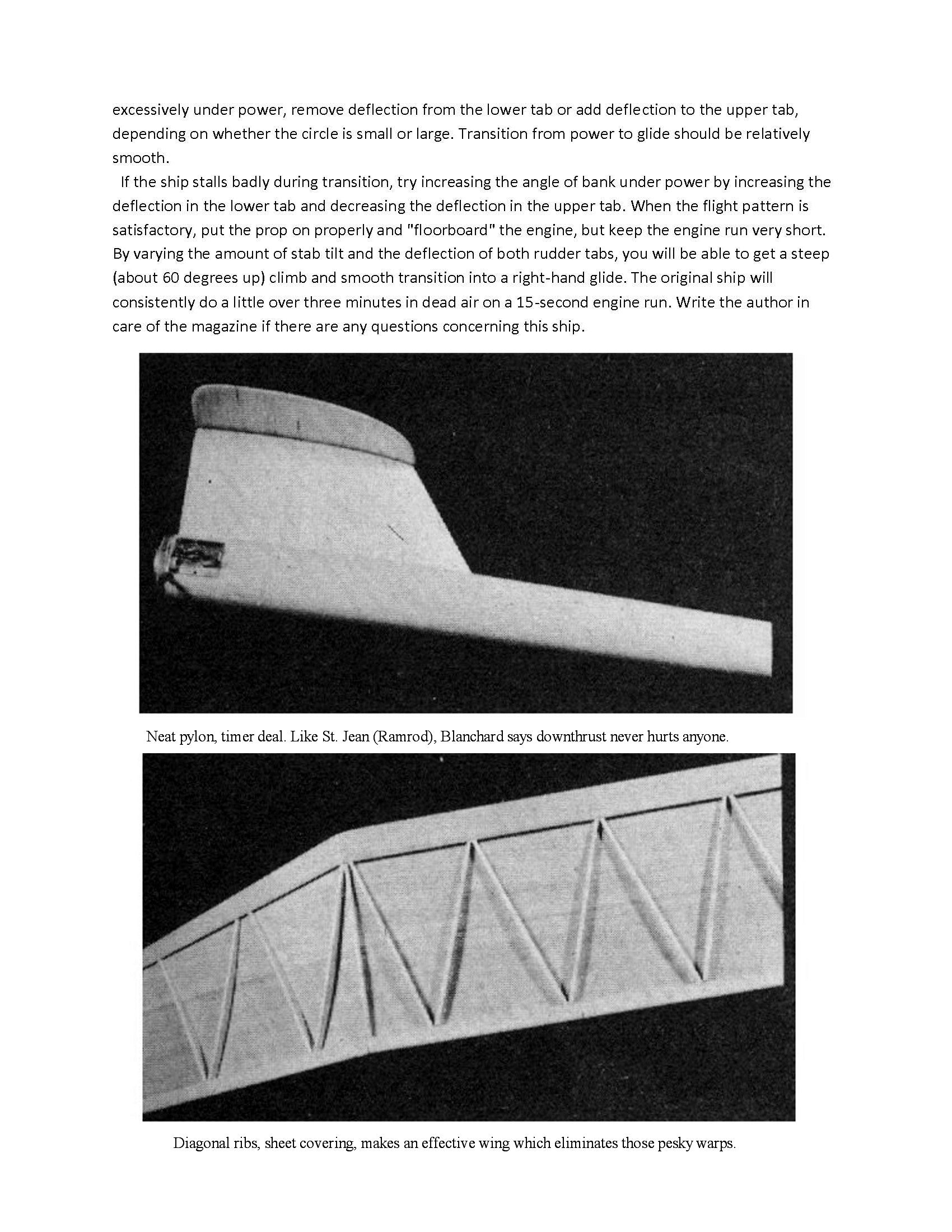 full size printed plan free flight .15 competition 'americano’ rugged, fine performer