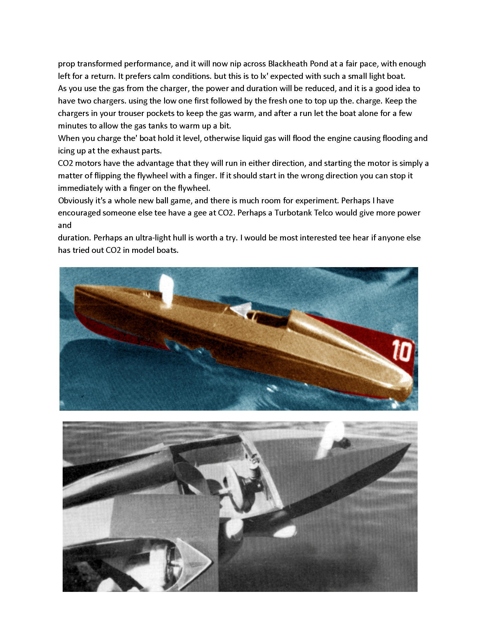 printed plan project for beginners aquagas boat length 15"  power co2