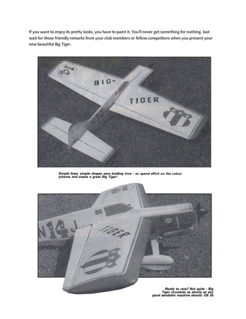 full size printed plan control line stunter “big tiger” stunts beautiful os 35 fp with muffler,