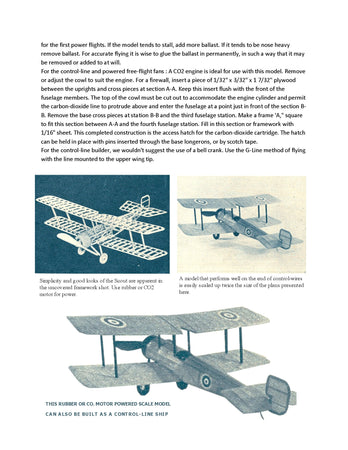 full size printed plans scale 1:16 free flight or control line bristol bullet power rubber or co2