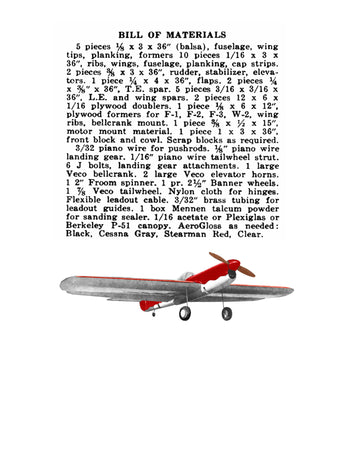 full size printed plans and article 1956 50" w/s .35 engine stunt plane black hawk