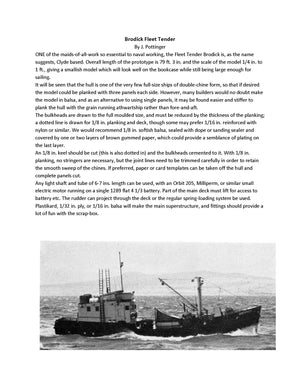 full size printed plans scale 1:48  l 19 13/16" brodick fleet tender suitable for small radio control or display