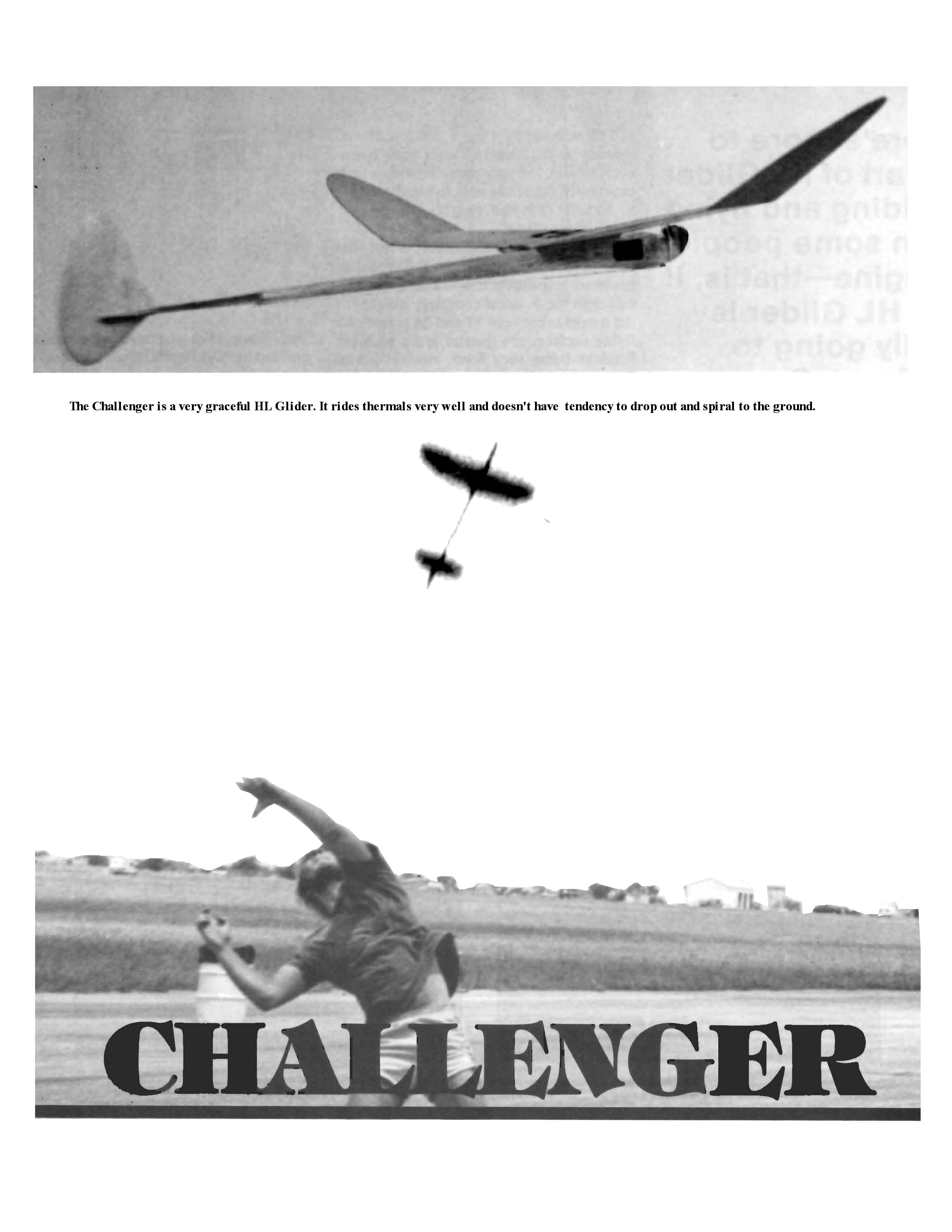 full size printed plan outdoor hand launch glider wingspan 18" challenger
