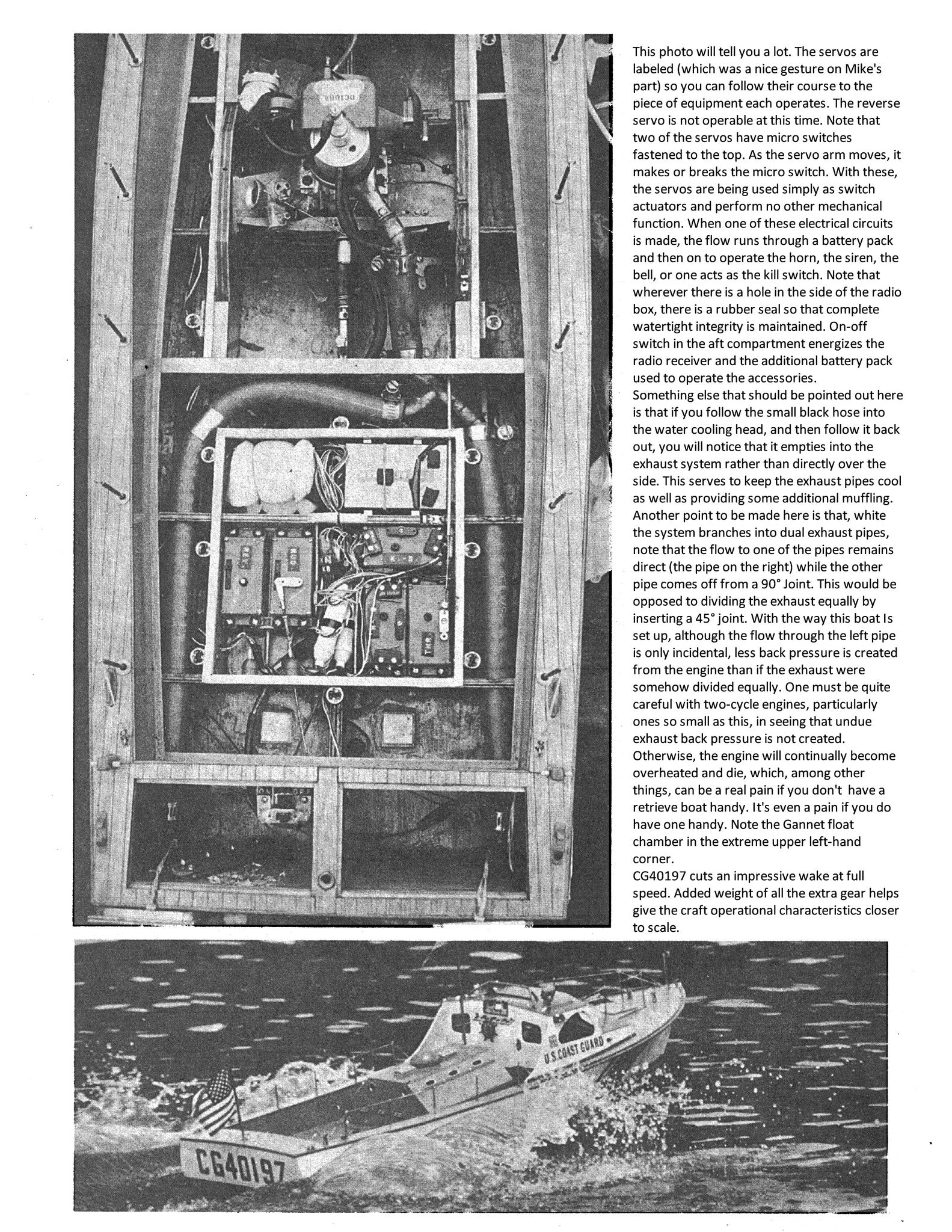 coast guard utility boat scale 1:9, 52 1/2", 20 to 25 cc full size printed plans and article for radio control