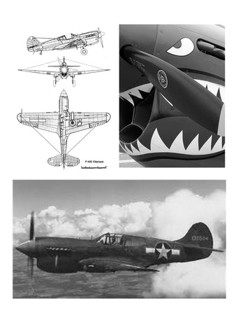 full size printed plans peanut scale "p-40 e war hawk" one of the better-flying ww-ii peanuts
