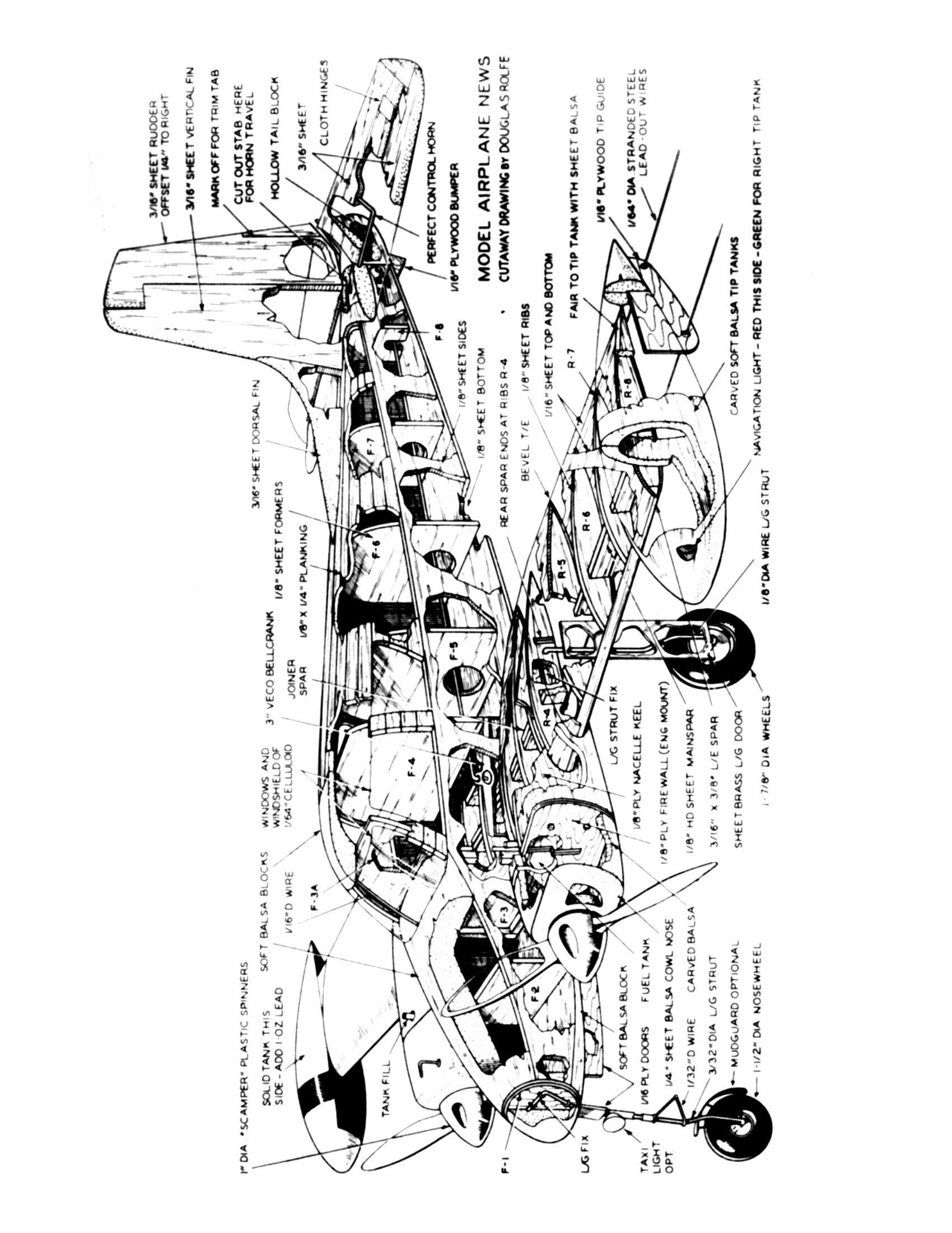 full size printed plans scale 1:12 twin engine control line cessna 310 no involved fancy stuff,