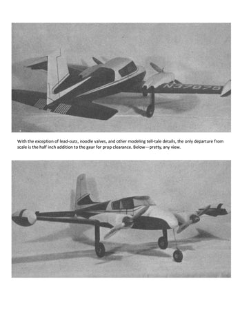 full size printed plans scale 1:12 twin engine control line cessna 310 no involved fancy stuff,
