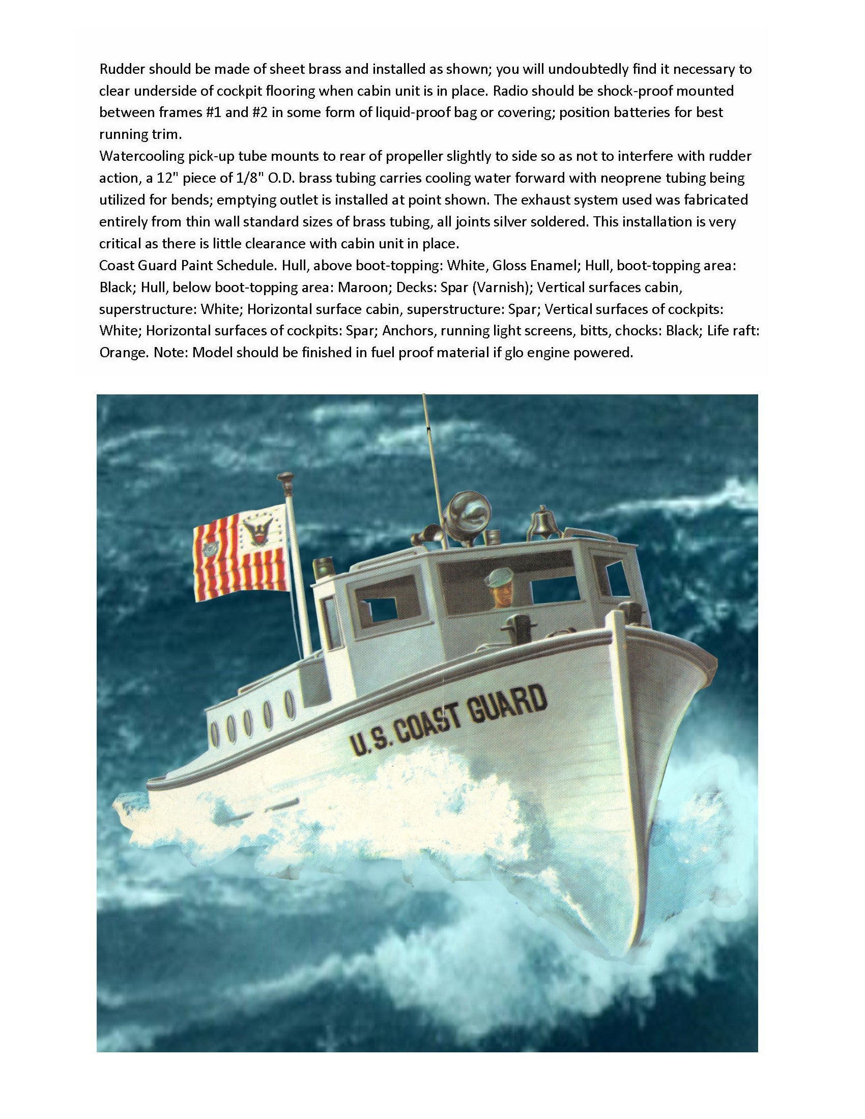 full size printed plans scale 1:16 u.s.c.g. coastguard picket boat suitable for radio control