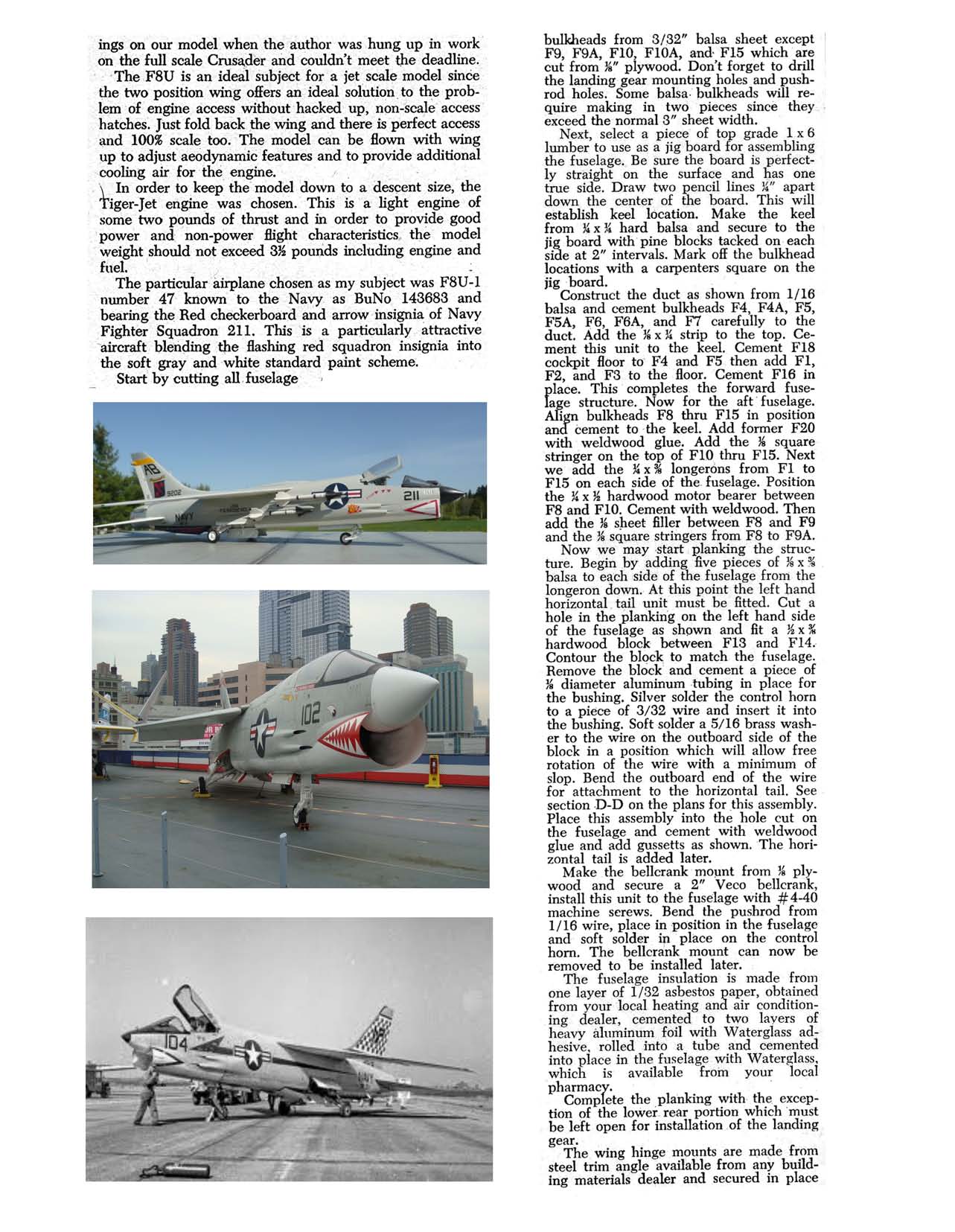 full size printed plan scale 1/16 chance vought crusader f8u  tigerjet or convert to ducted fan