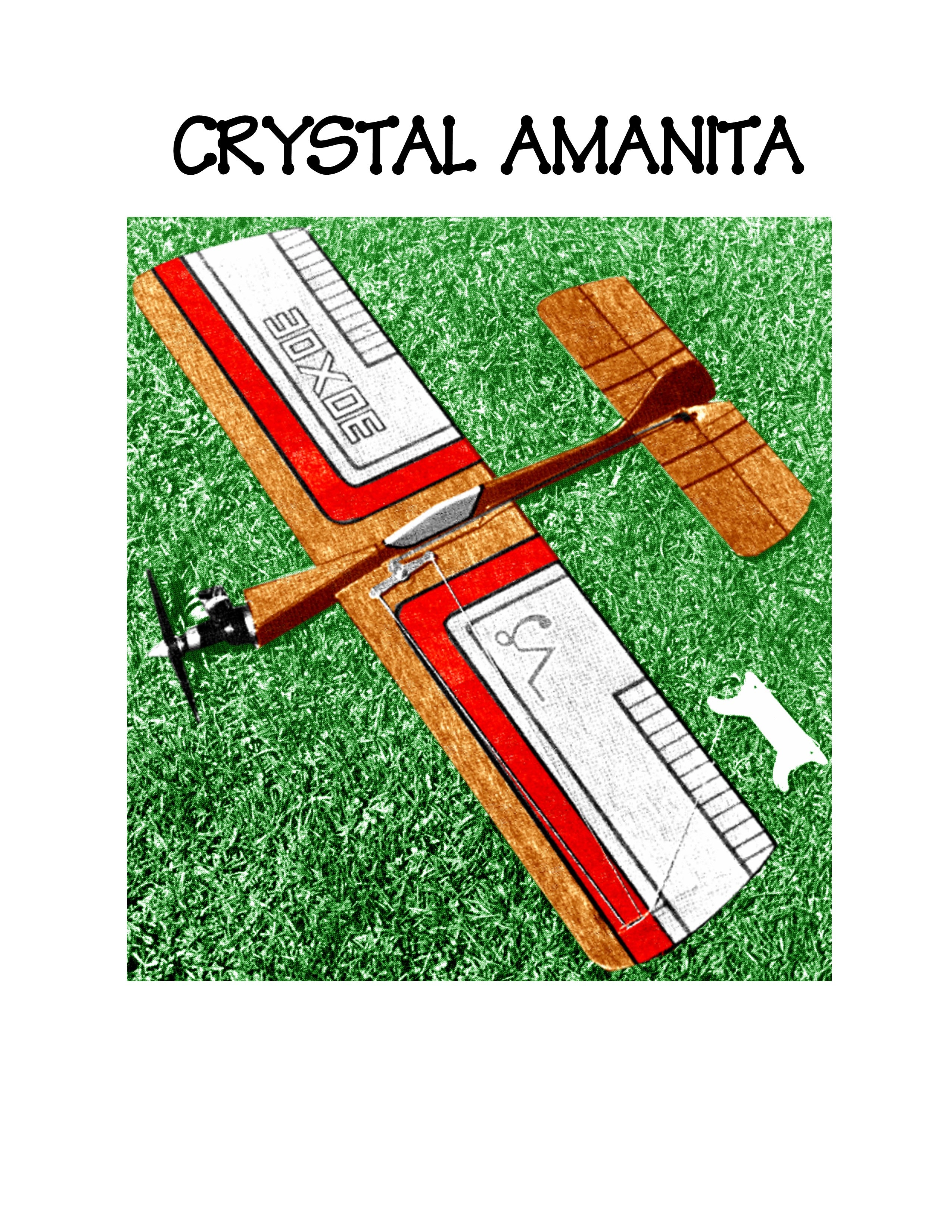 full size printed plan to build a 1/2 a control line sport stunt airplane crystal amanita