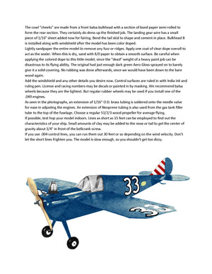 full size printed plan vintage 1950 control line semi scale mini racer "dawson special" 1/2a