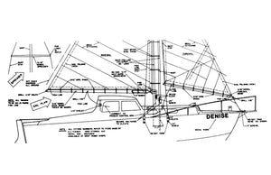 full size printed plans 30" single masted cruising yacht denise suitable for three channel radio control