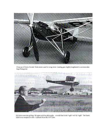 full size printed plans de havilland "hawk moth” scale 1:12 (1”=1ft)  wingspan 44”  power rubber
