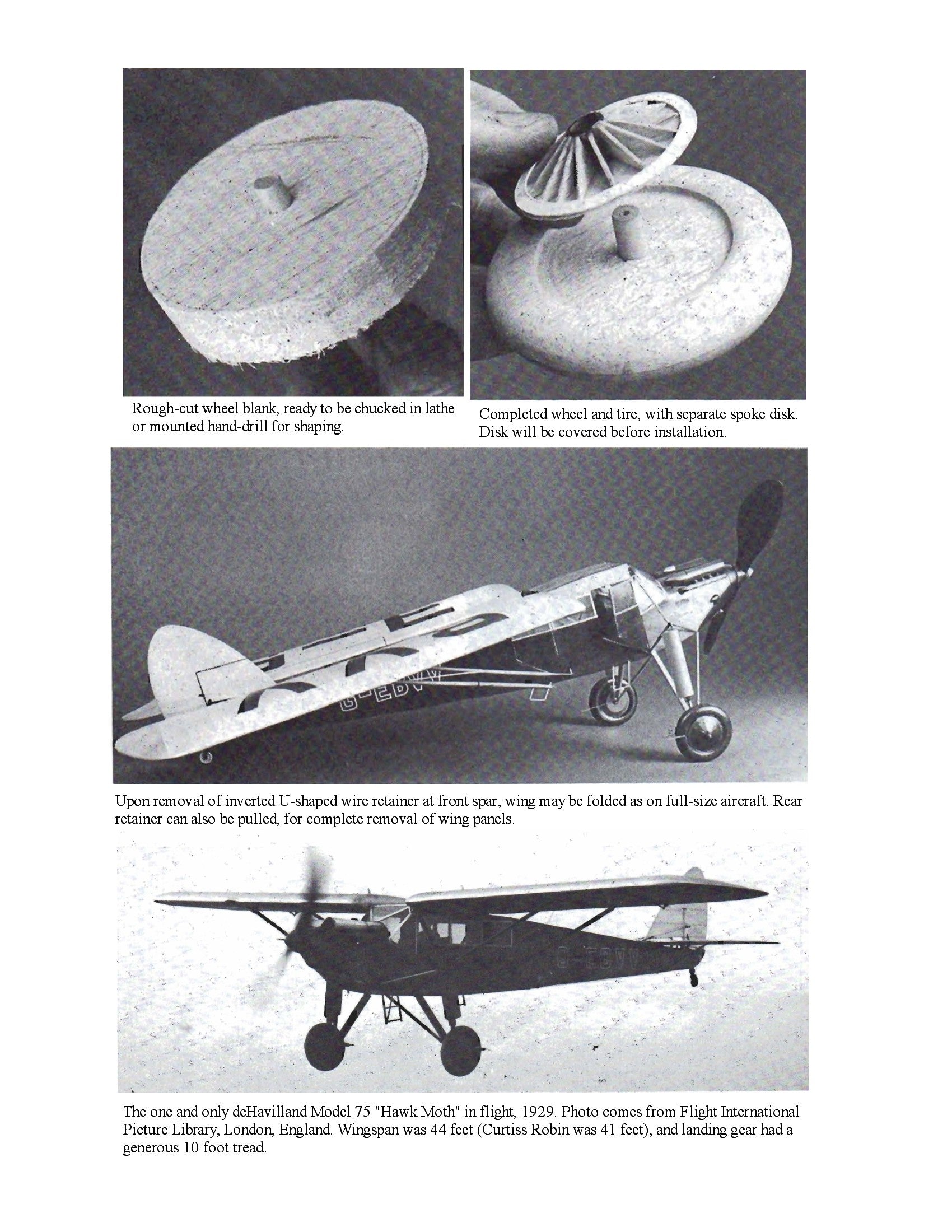 full size printed plans de havilland "hawk moth” scale 1:12 (1”=1ft)  wingspan 44”  power rubber
