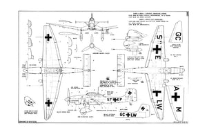 full size printed plan and building notes junkers ju.87d scale 1:32 (3/8”=1ft)  wingspan 17 inch  power rubber