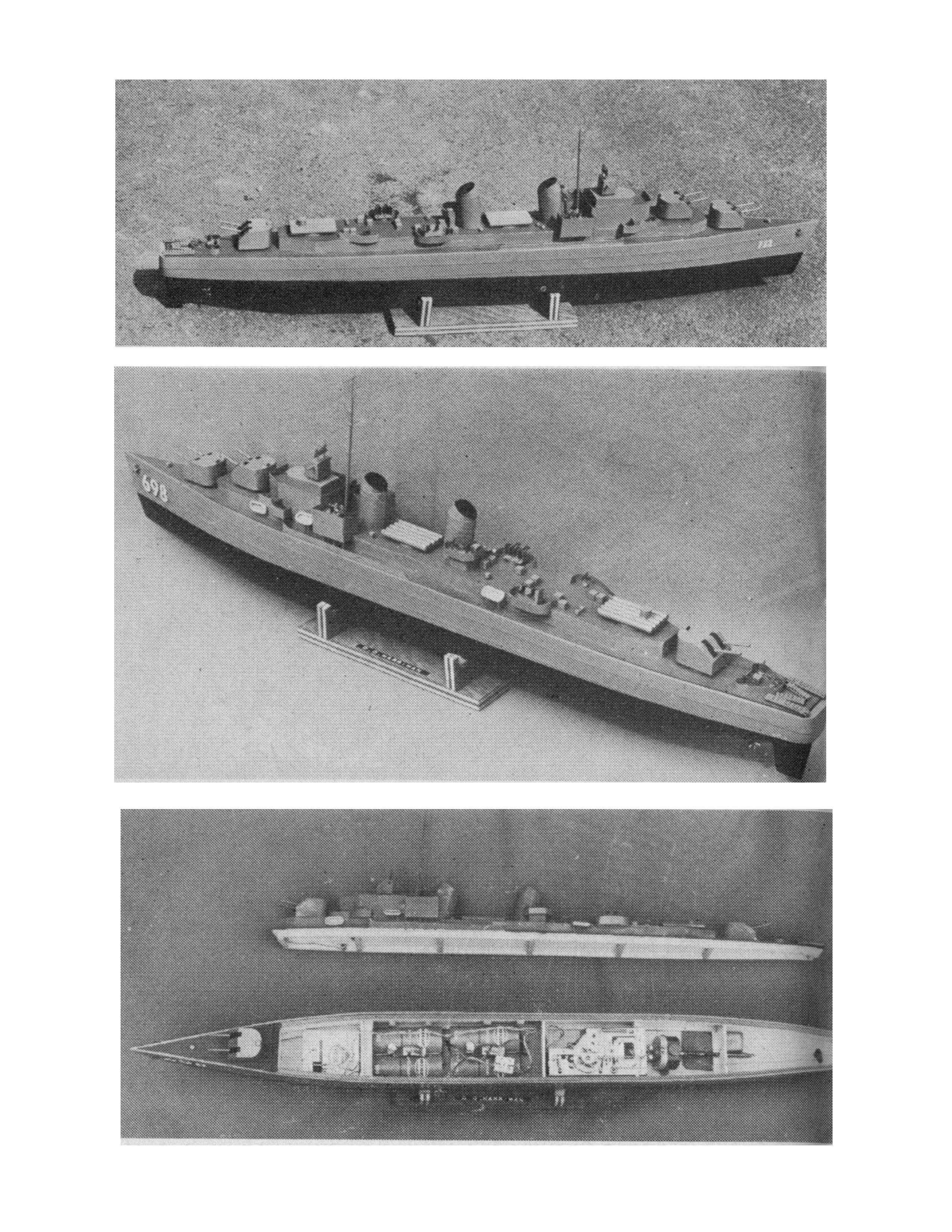 full size printed plan and article semi-scale 1/144, l 31 3/4" allen m. sumner class of destroyer