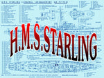 listing is for very detailed scale drawings  h.m.s. starling black swan-class sloop