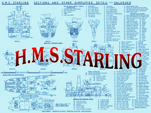 listing is for very detailed scale drawings  h.m.s. starling black swan-class sloop