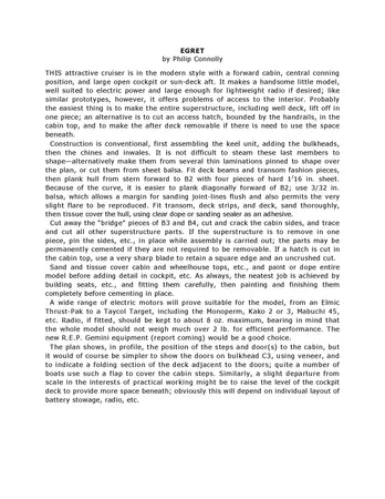 full size printed plans & article model of an italian prototype cabin cruiser egret