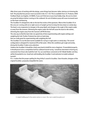 full size printed plan 3.5cc (.21) outboard length 26” tunnel hull excaliber ii for radio control