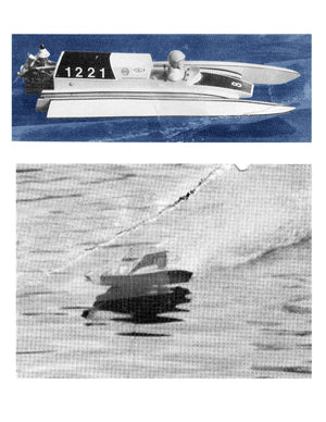 full size printed plan 3.5cc (.21) outboard length 26” tunnel hull excaliber ii for radio control