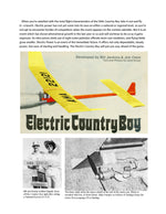printed plan vintage 1982 electric free-flight country boy steady power, but ease of starting and handling