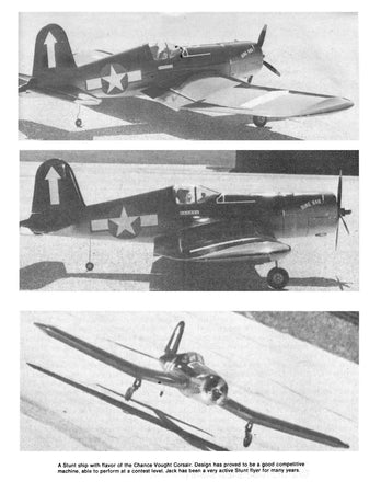 full size printed plan  stunt control line 58" wingspan f4u corsair