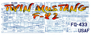 full size printed plans scale 1:16  control line f 82 twin mustang good twin engine model