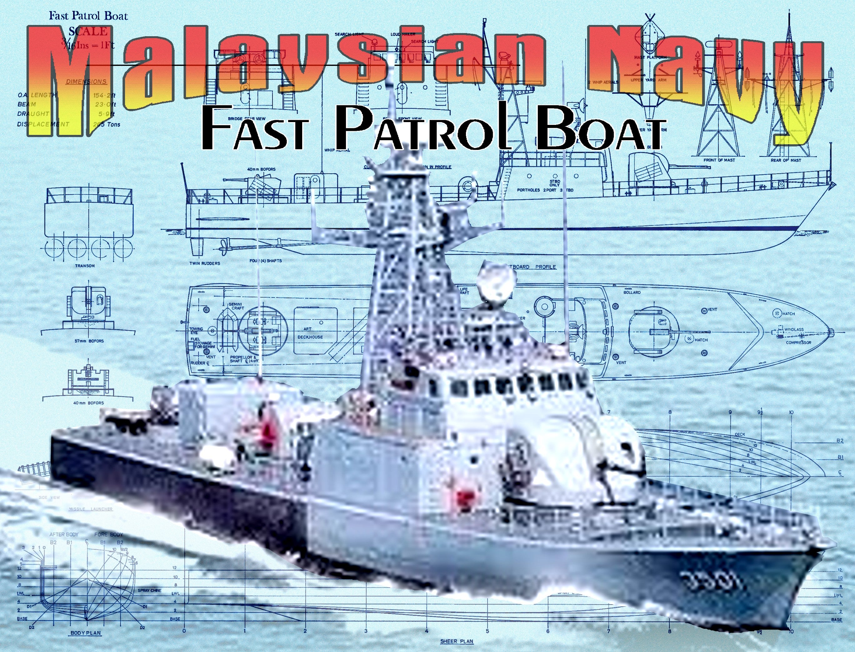 full size printed plans & article  malaysian navy  fast patrol boat scale 1:64 l29" for r/c