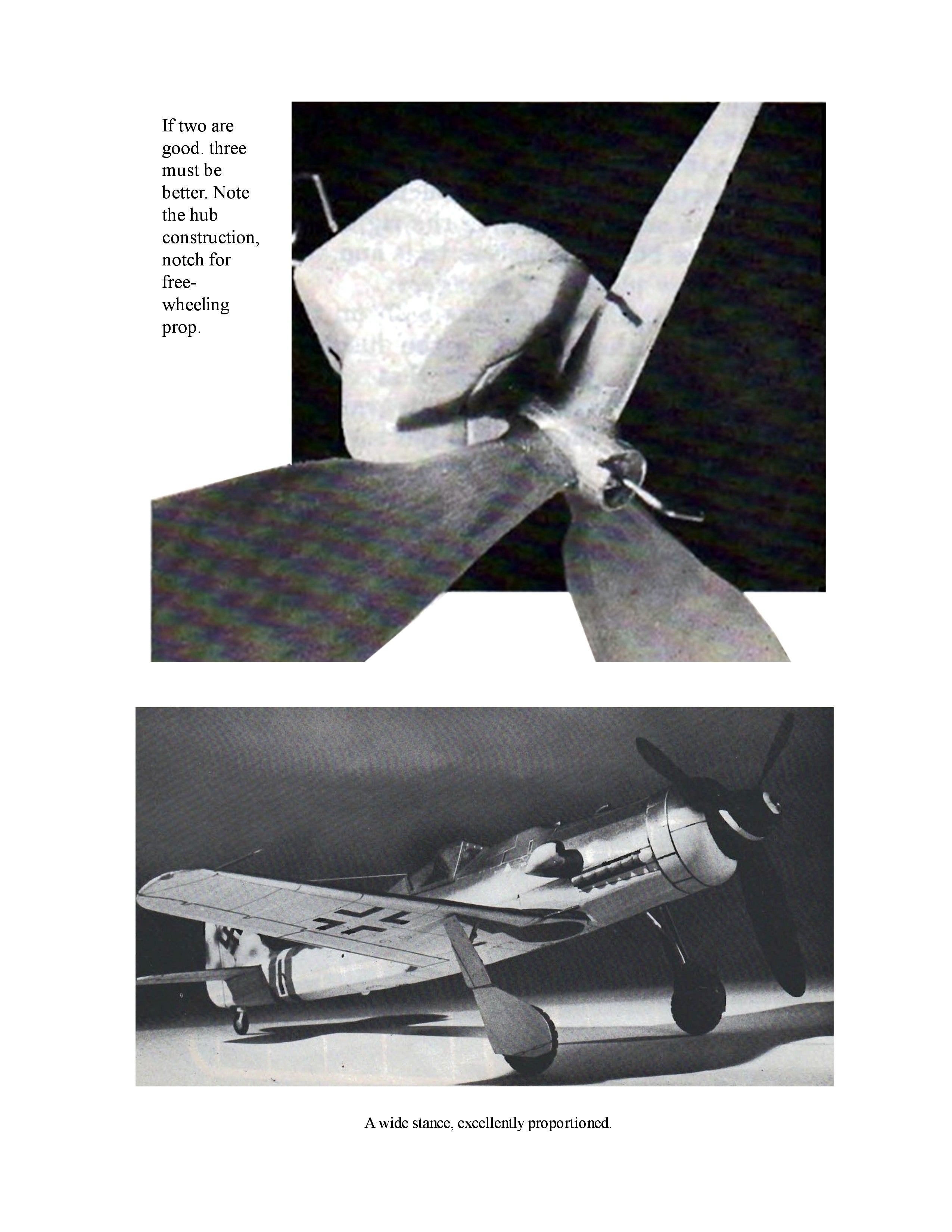 full size printed plan and building notes focke-wulf 190d9 scale 1:24 (1/2”=1ft)  wingspan 17 3/16”  power rubber