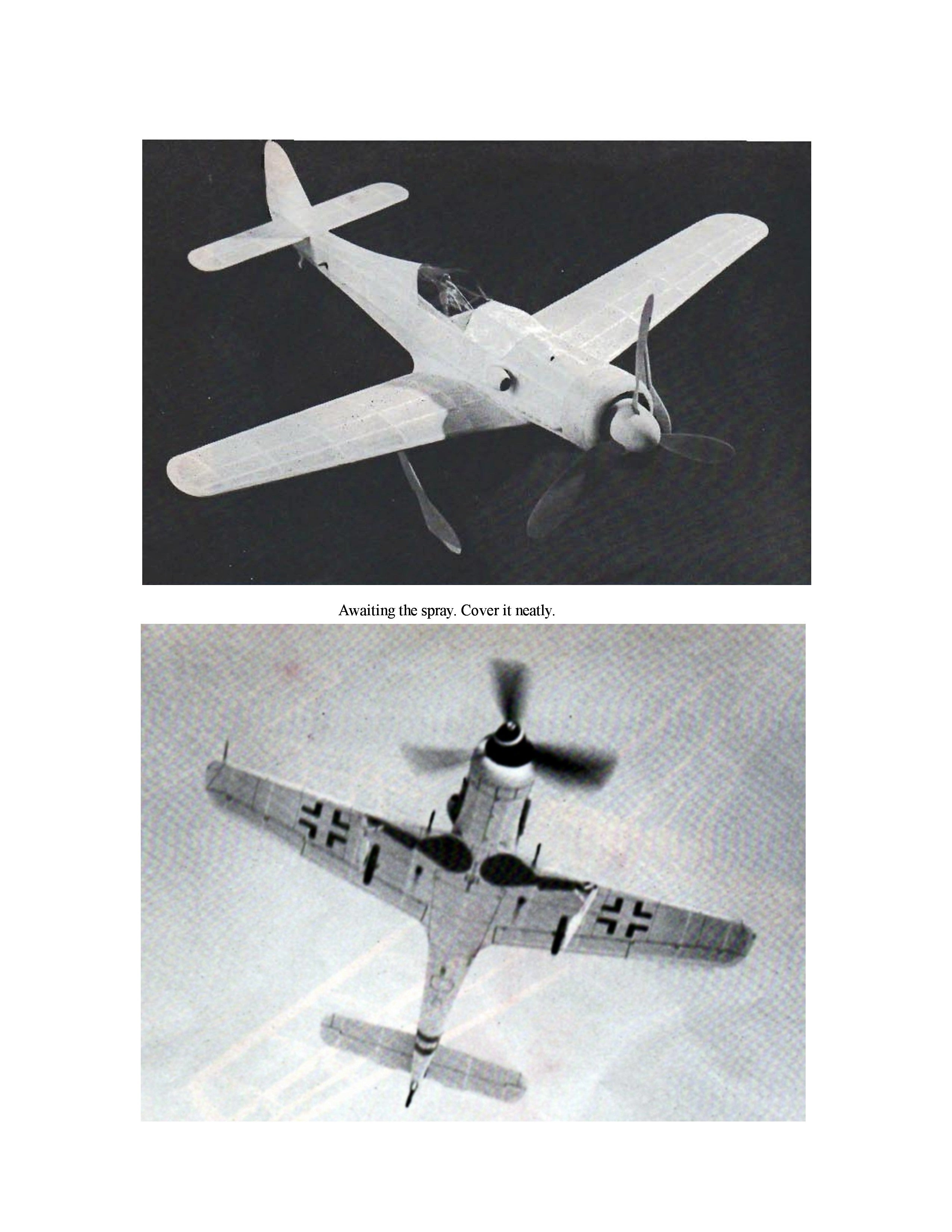 full size printed plan and building notes focke-wulf 190d9 scale 1:24 (1/2”=1ft)  wingspan 17 3/16”  power rubber