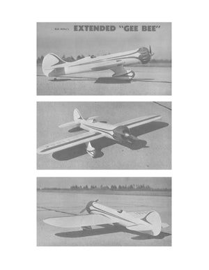 full size plans vintage 1966 semi-scale control line stunt extended "gee bee"