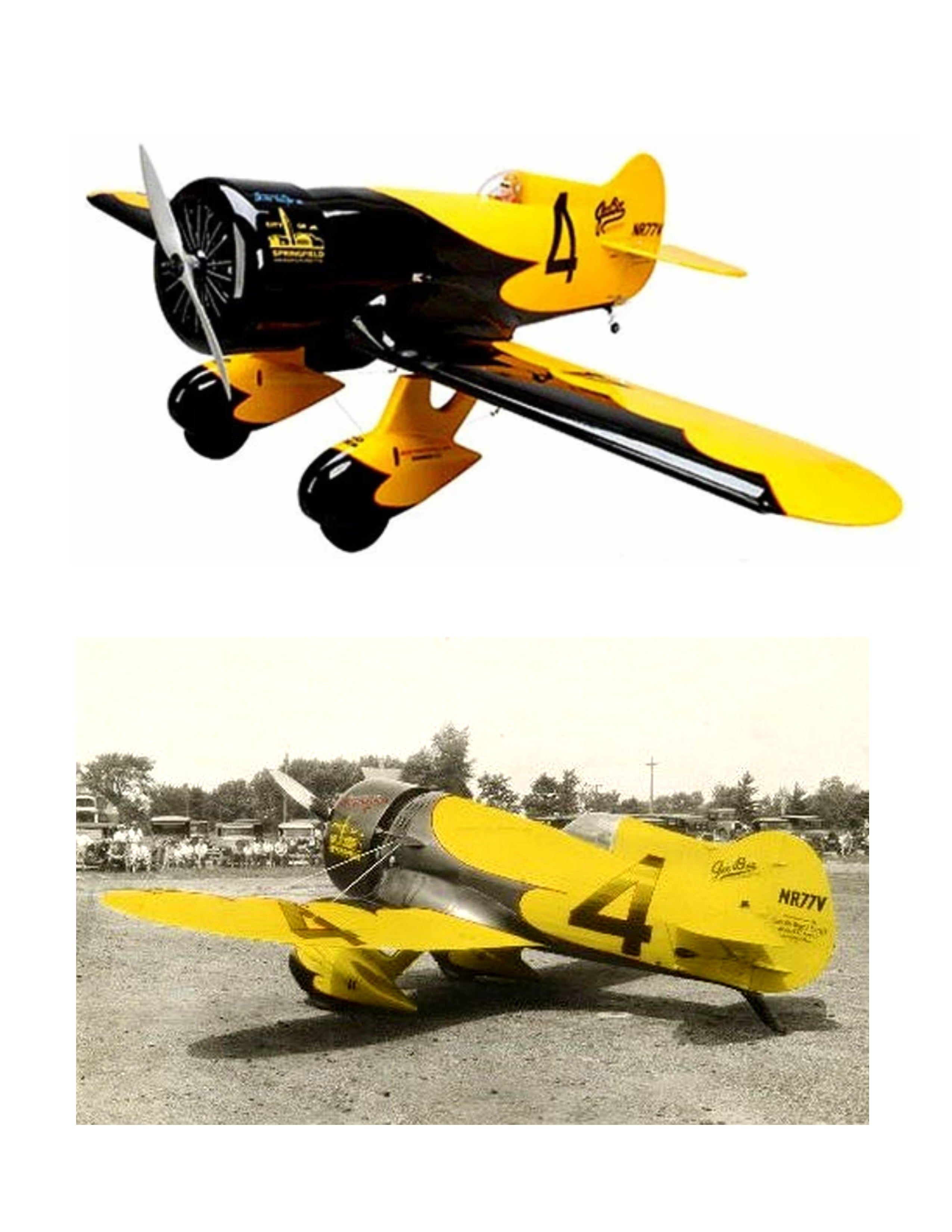 full size printed plans scale 1:10  control line gee-bee stable and smooth flying model;
